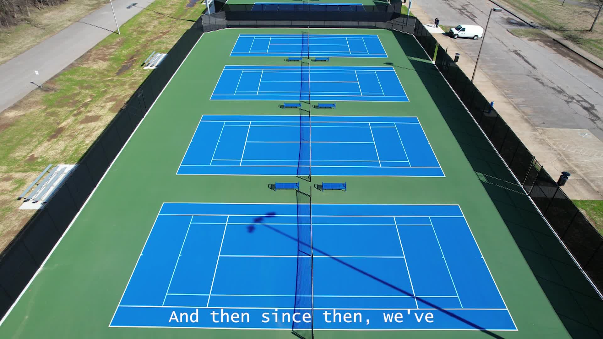 aerial view of tennis courts