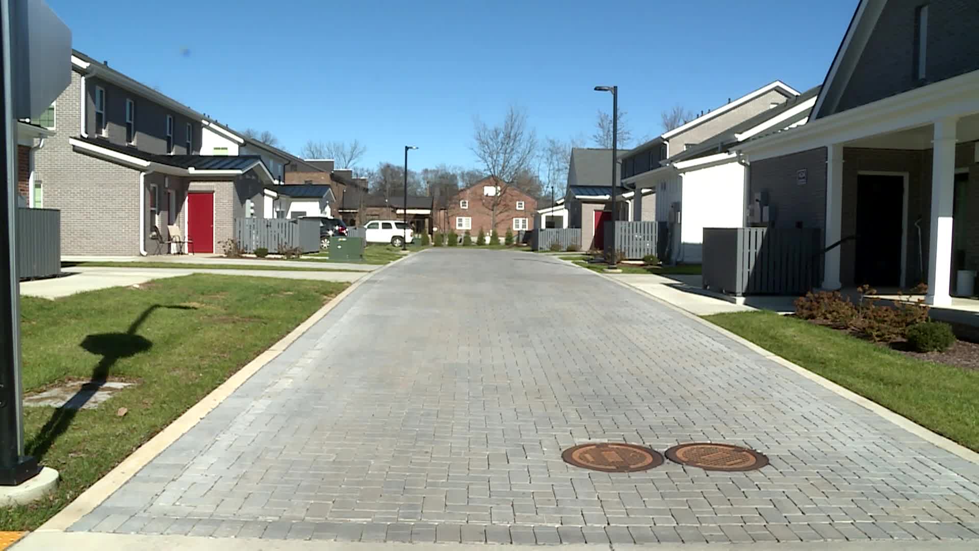 A driveway made of porous pavers.
